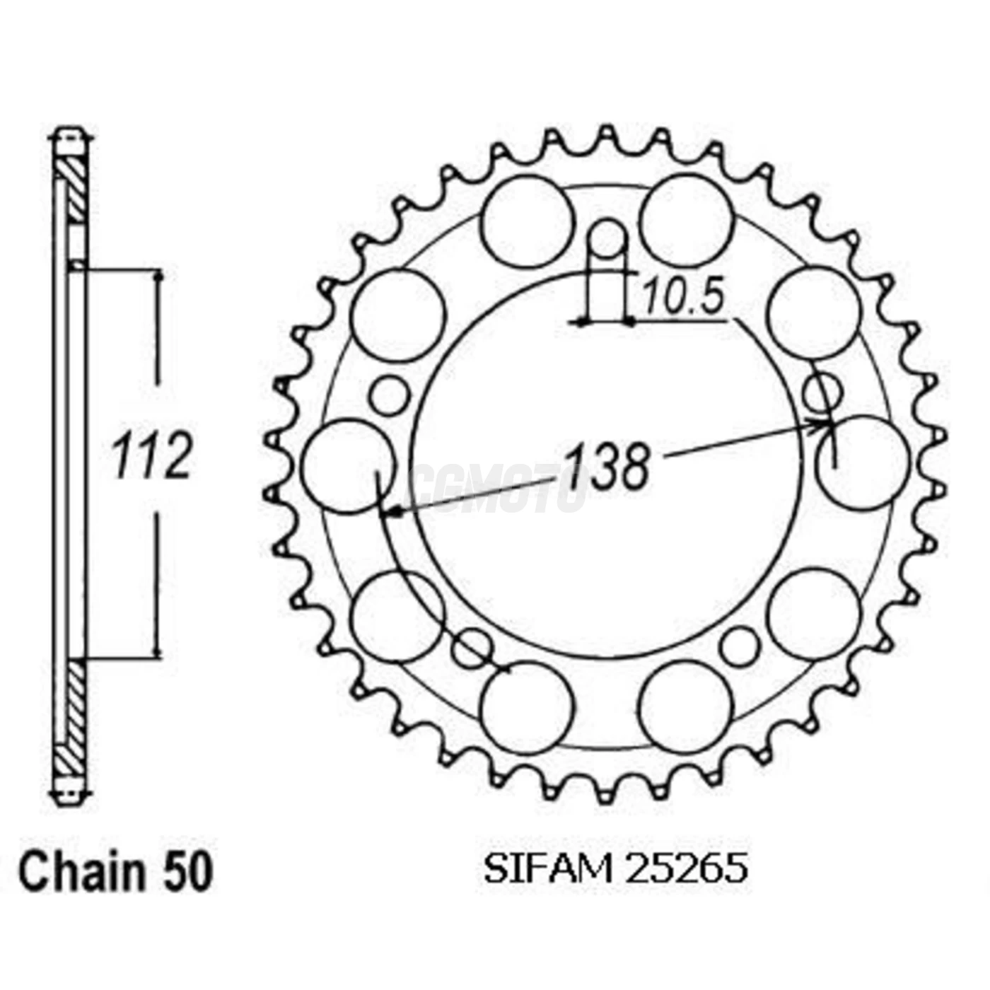 Couronne Yzf R6 99-02 Pas 530