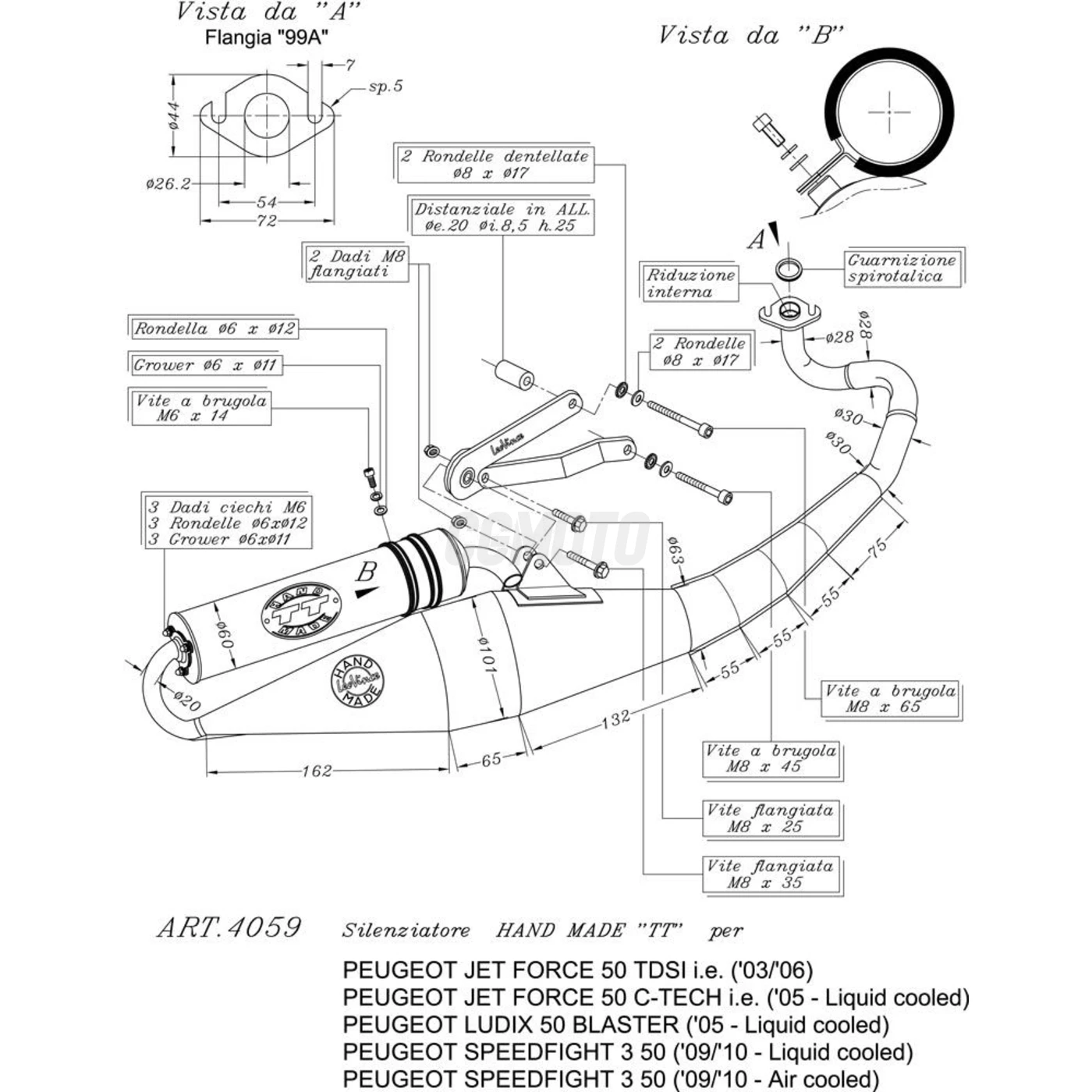 H.M.TT PEUGEOT JET FORCE 50 TDSI/C.TECH 50 (liquid cooled) i.e./LUDIX BLASTER 50 (liq.col.)/SPEEDFIGHT 3 50 (liq.col.) FULL SYSTEM