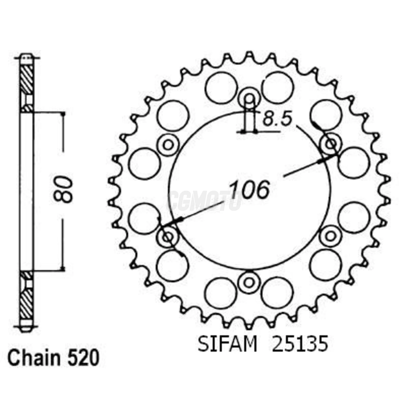 Kit chaine Aprilia Mx 125 Sm