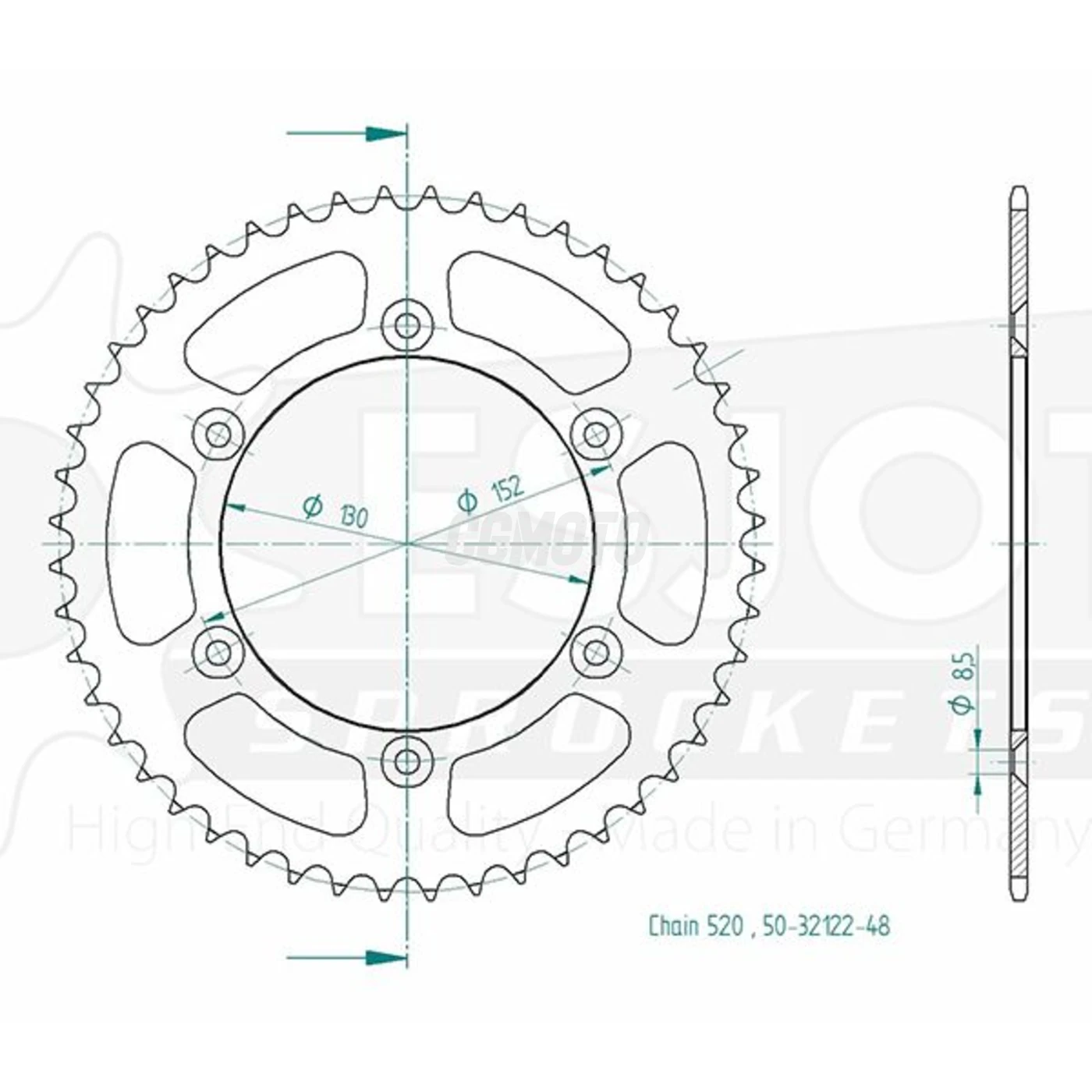 Kit chaine Aprilia 450/550 Rxv