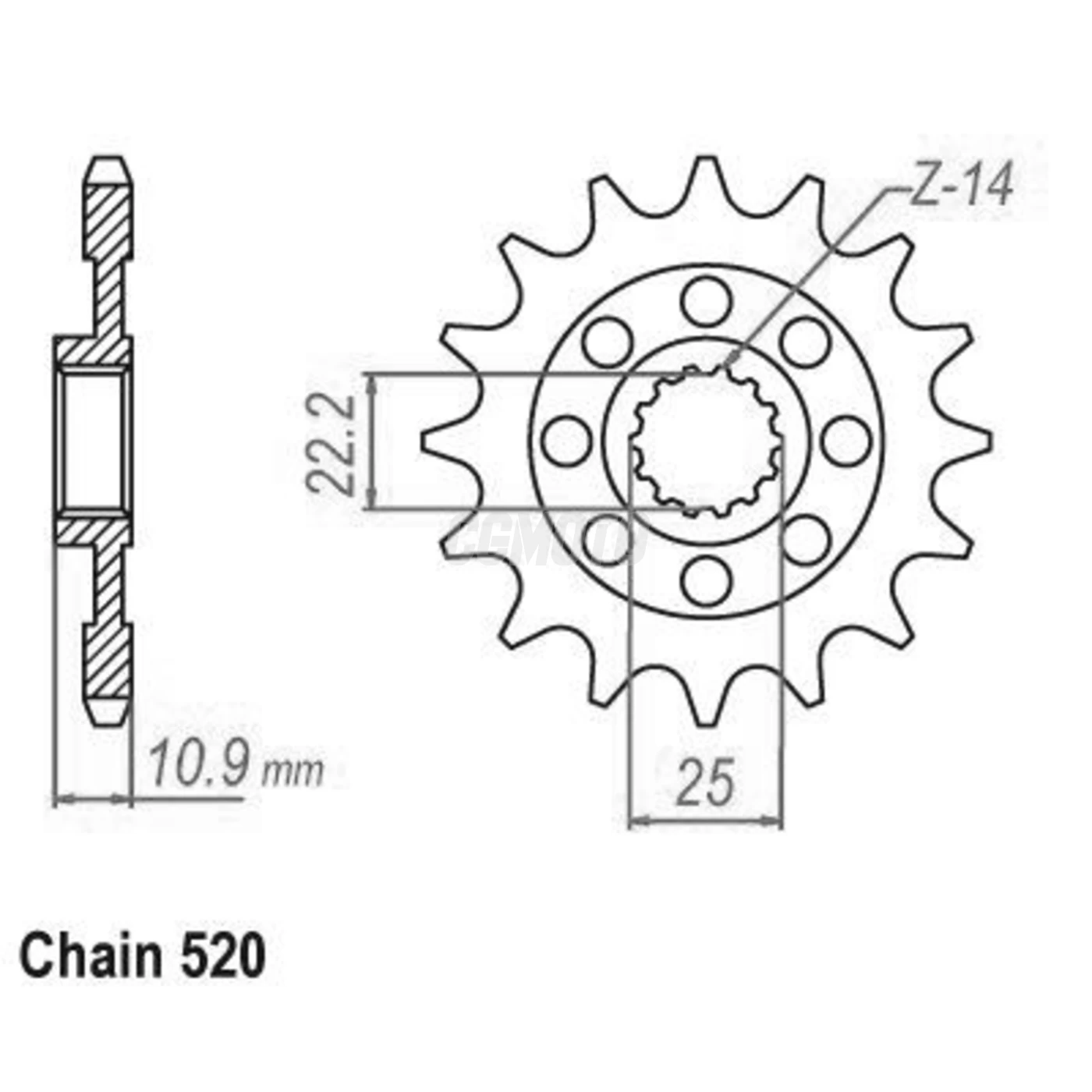 Kit chaine Aprilia 450/550 Sxv