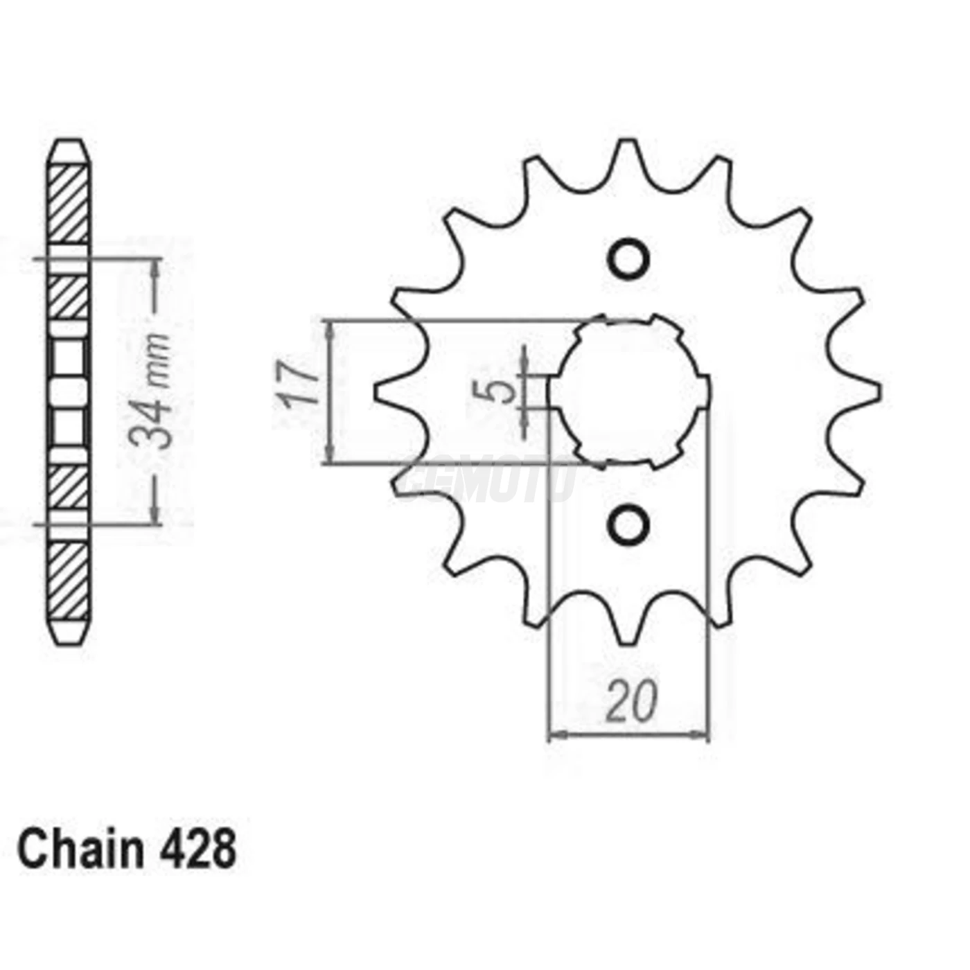 Kit chaine Derbi Senda 125 R Enduro