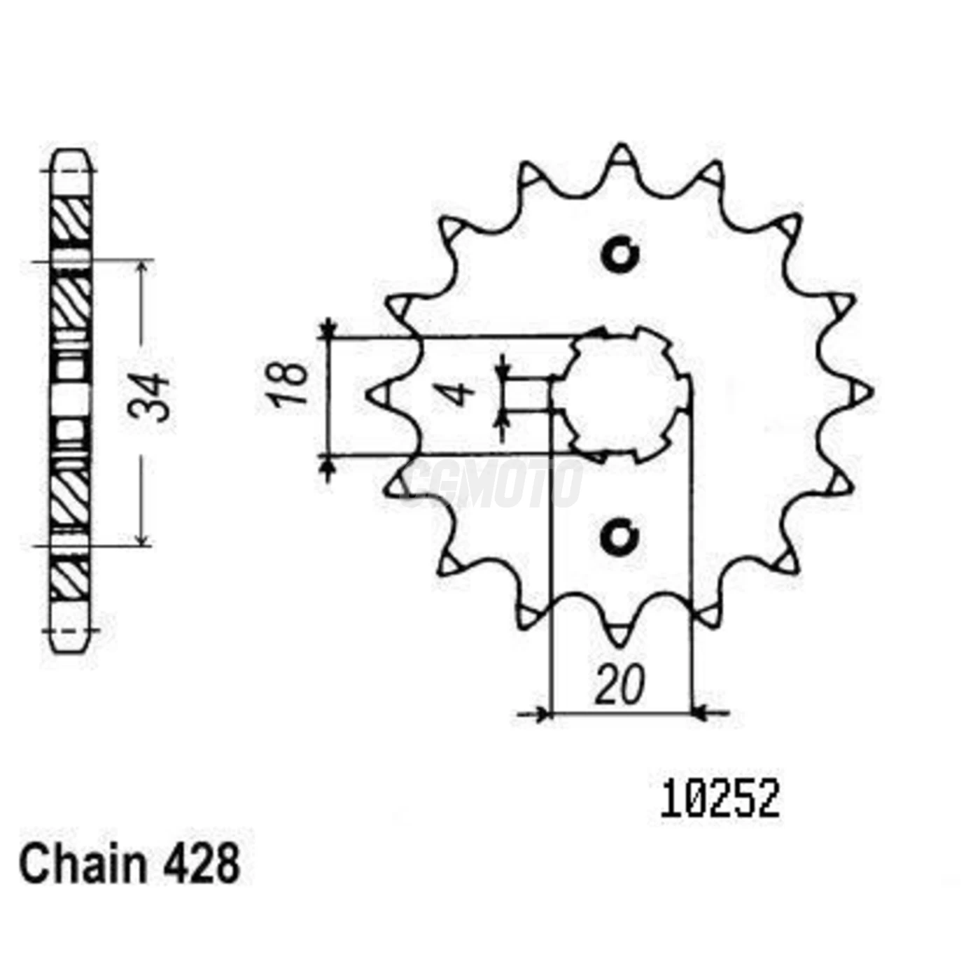 Kit chaine Honda Cb 125 Td Jc06