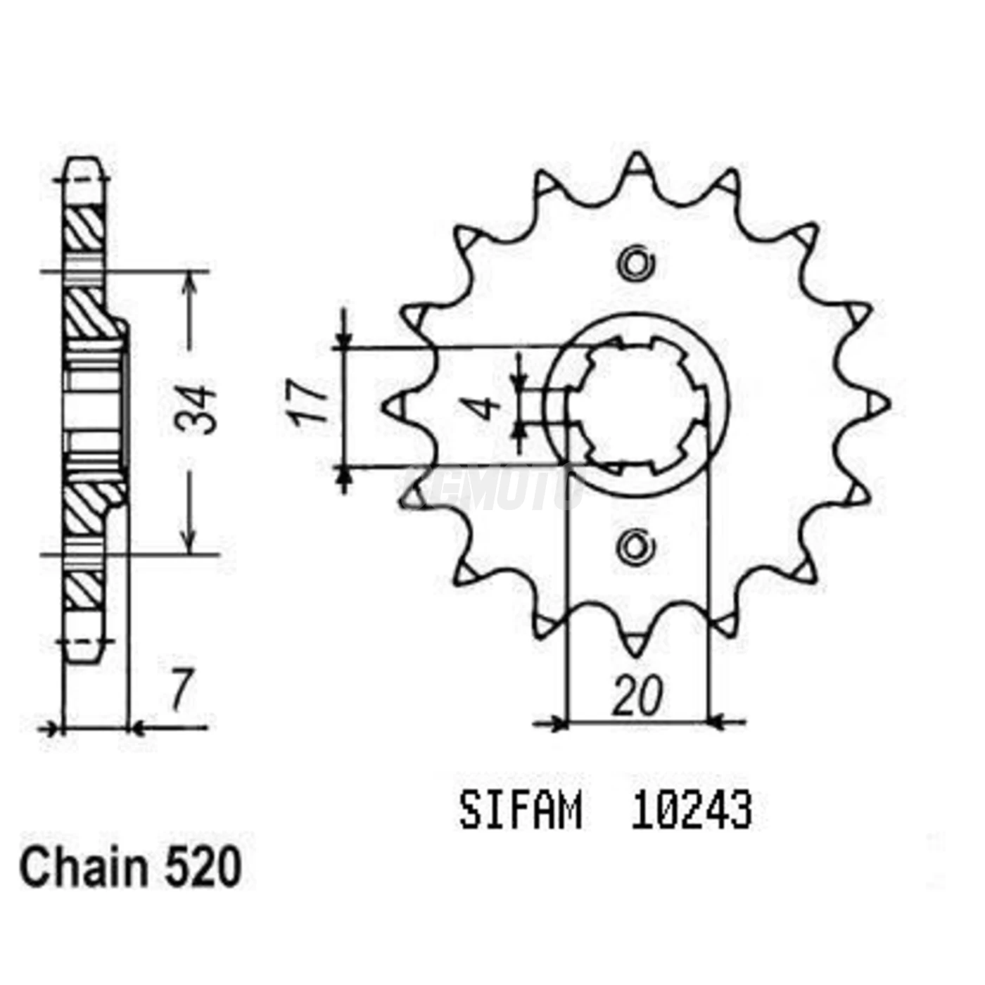 Kit chaine Honda Cr 125 Rd/Re