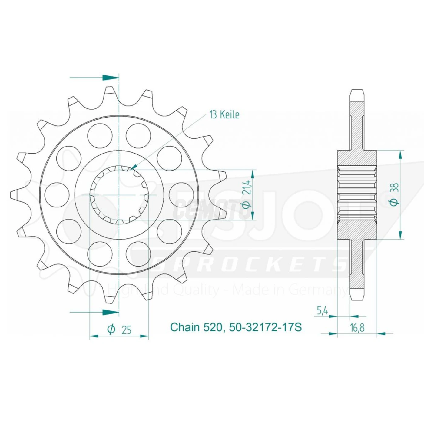 Kit Chaine Origine HONDA VT 750 SHADOW S 821 17x38