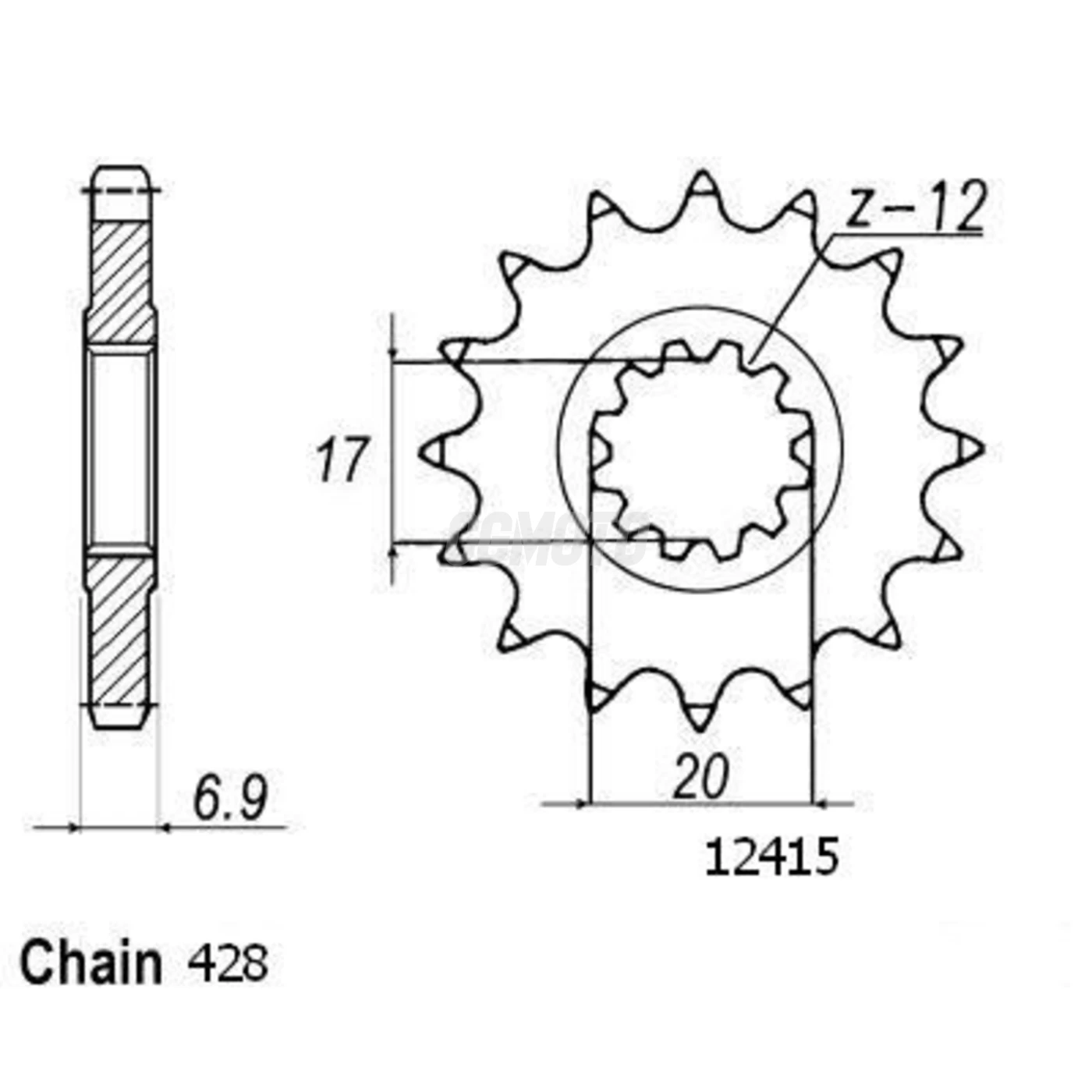 Kit chaine Hrd Sonic 50 Sm/Enduro