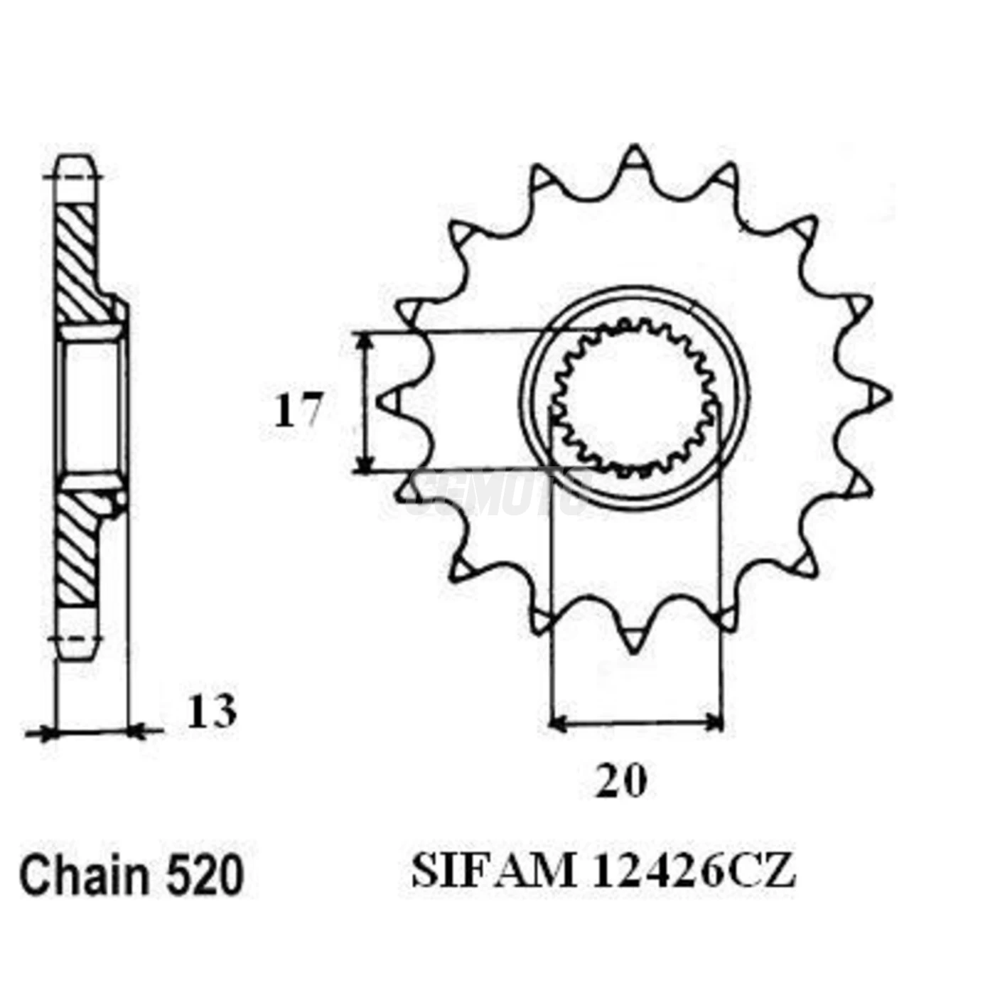 Kit chaine Tm 125 Cross/Enduro