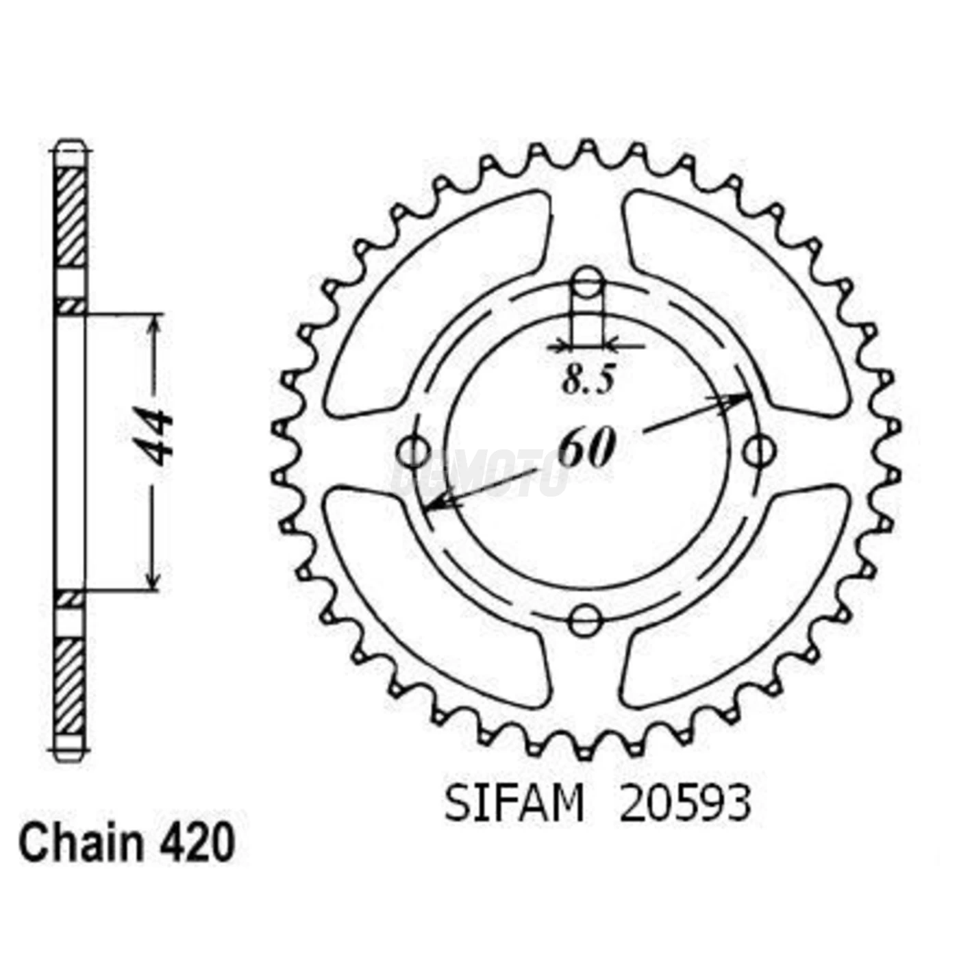 Kit chaine Yamaha Dt 50 R