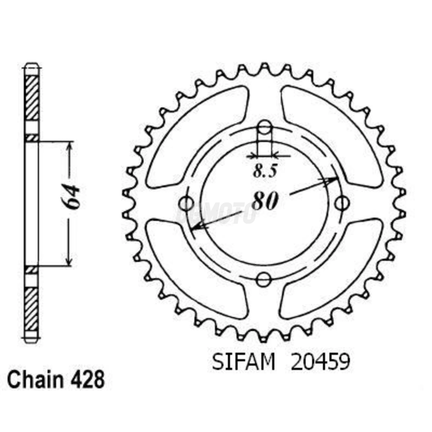 Kit chaine Yamaha Rs 125 Dx