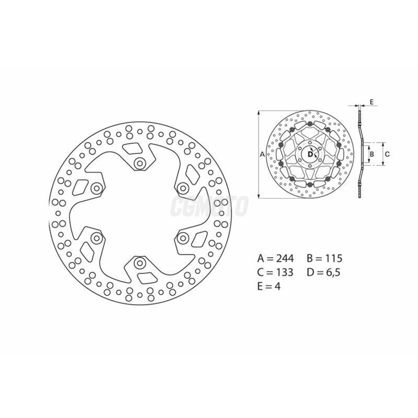 Disque de frein arrière Brembo Serie ORO rond fixe