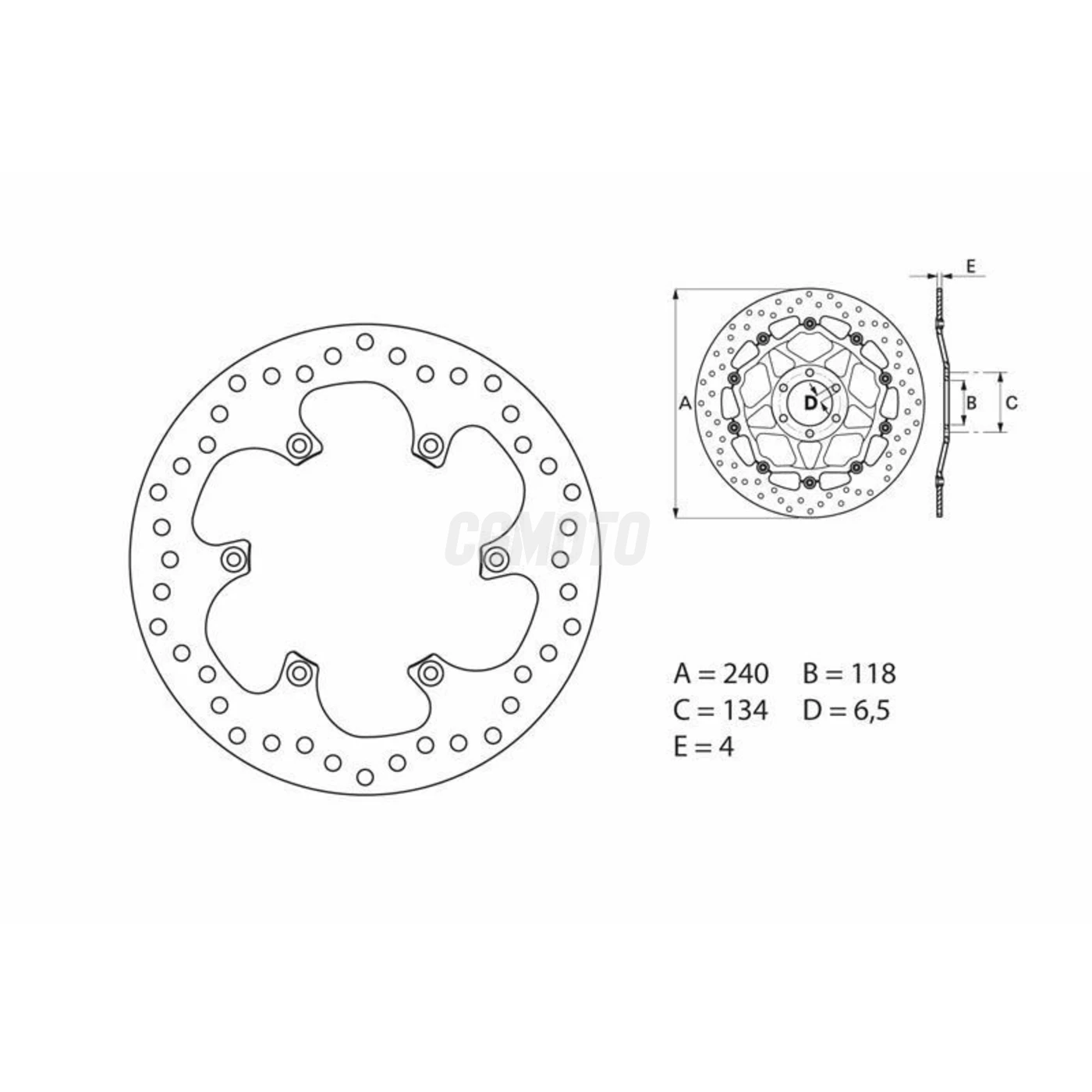 Disque de frein arrière Brembo Serie ORO rond fixe Suzuki DR-Z 400SM