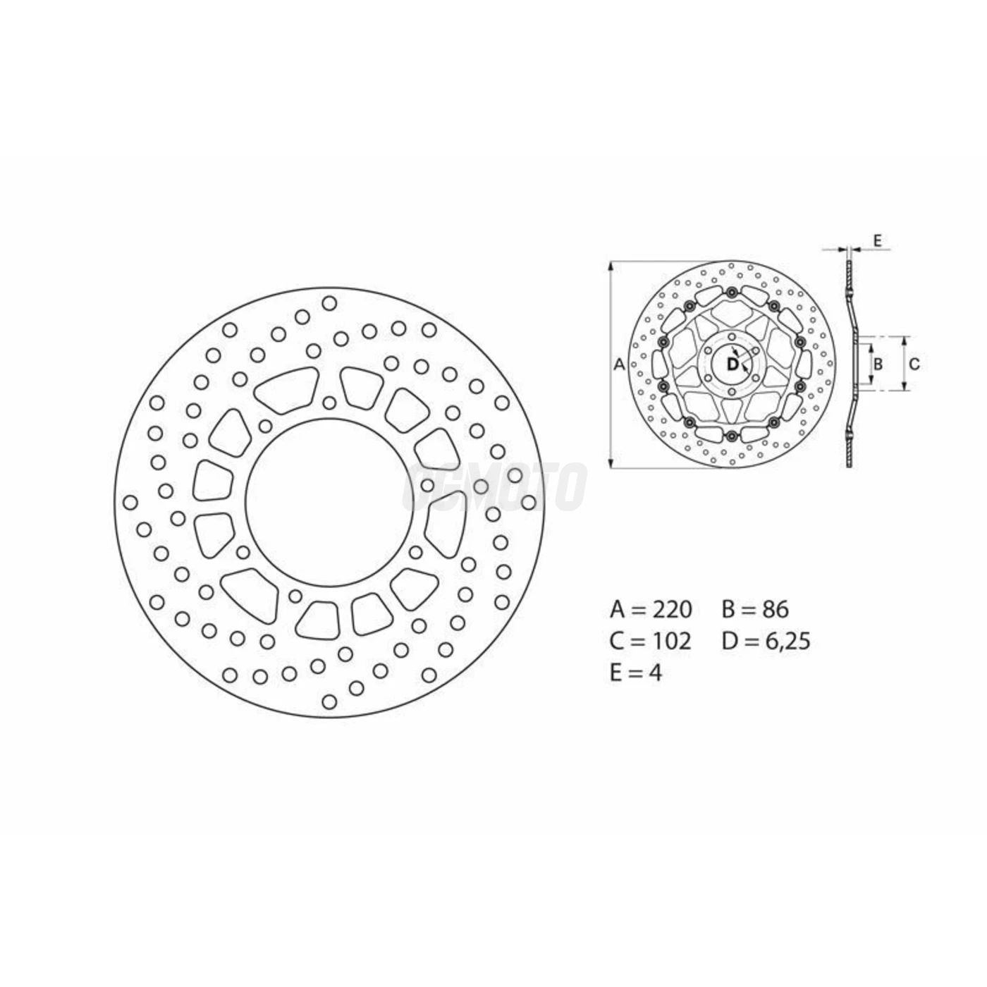 Disque de frein arrière Brembo Serie ORO rond fixe Yamaha 600 XT/E