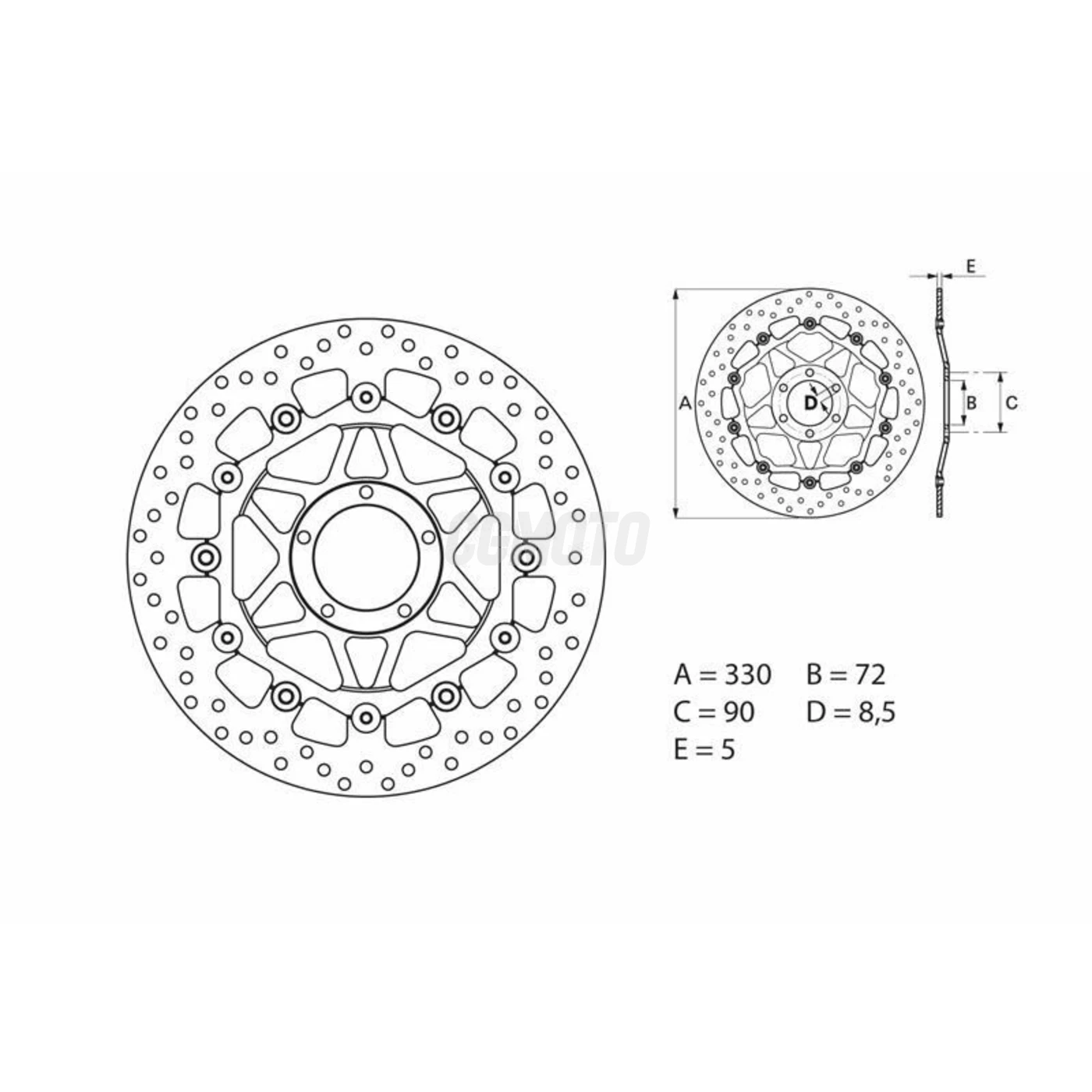 Disque de frein avant Brembo Serie ORO rond flottant Ducati 1098 R/S