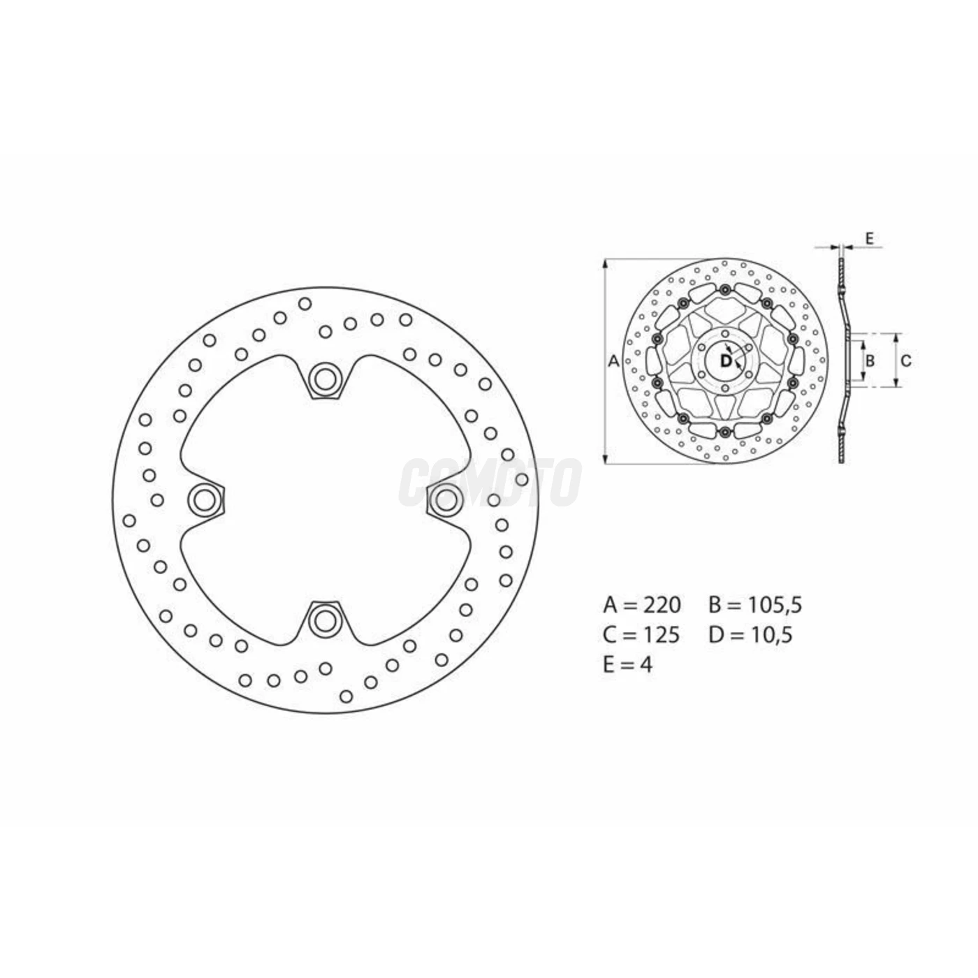 Disque de frein arrière Brembo Serie ORO rond fixe Honda CBR 125 R