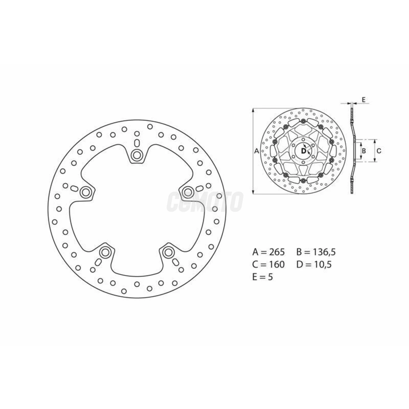 Disque de frein arrière Brembo Serie ORO rond fixe BMW F800R