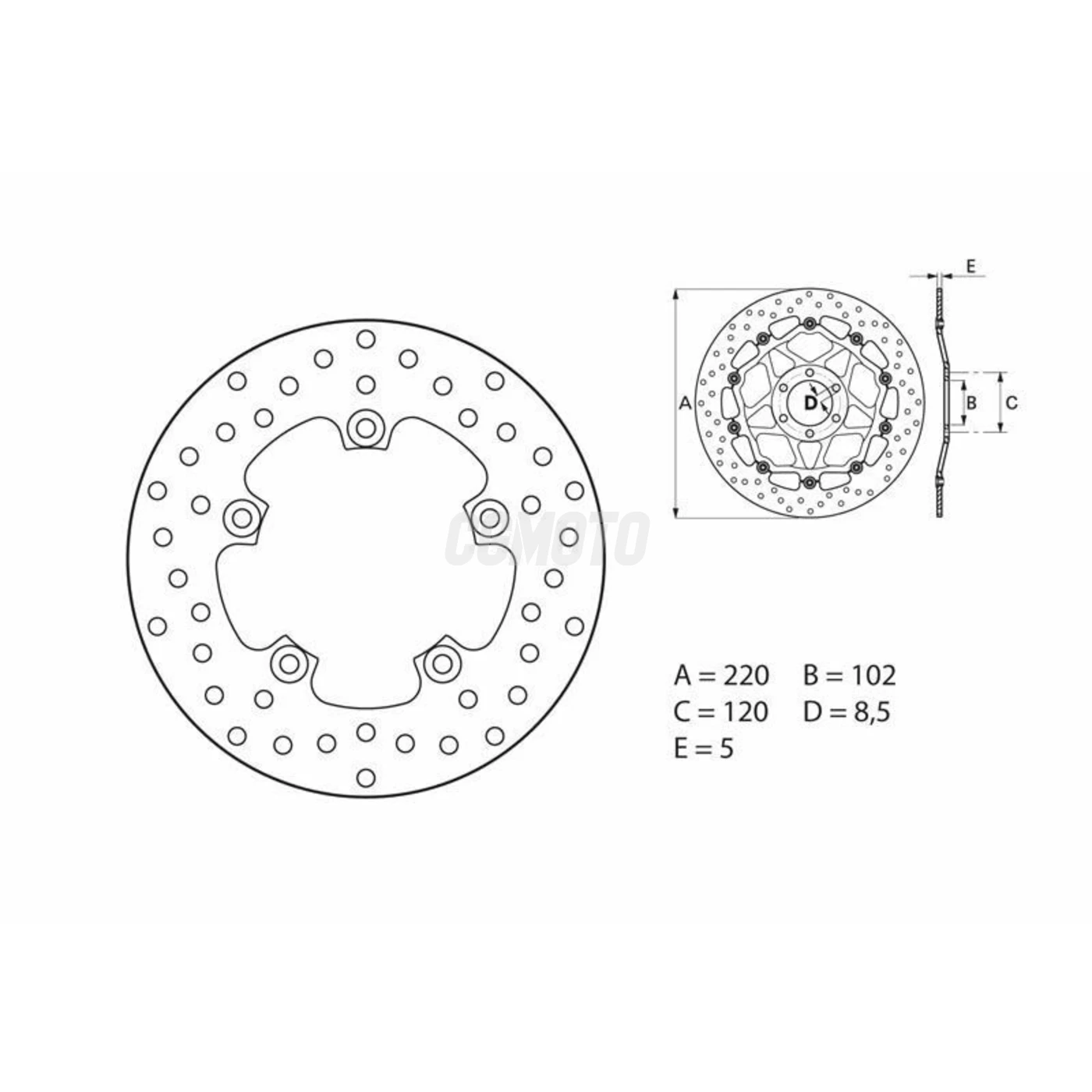 Disque de frein arrière Brembo Serie ORO rond fixe APrilia RSV 1000