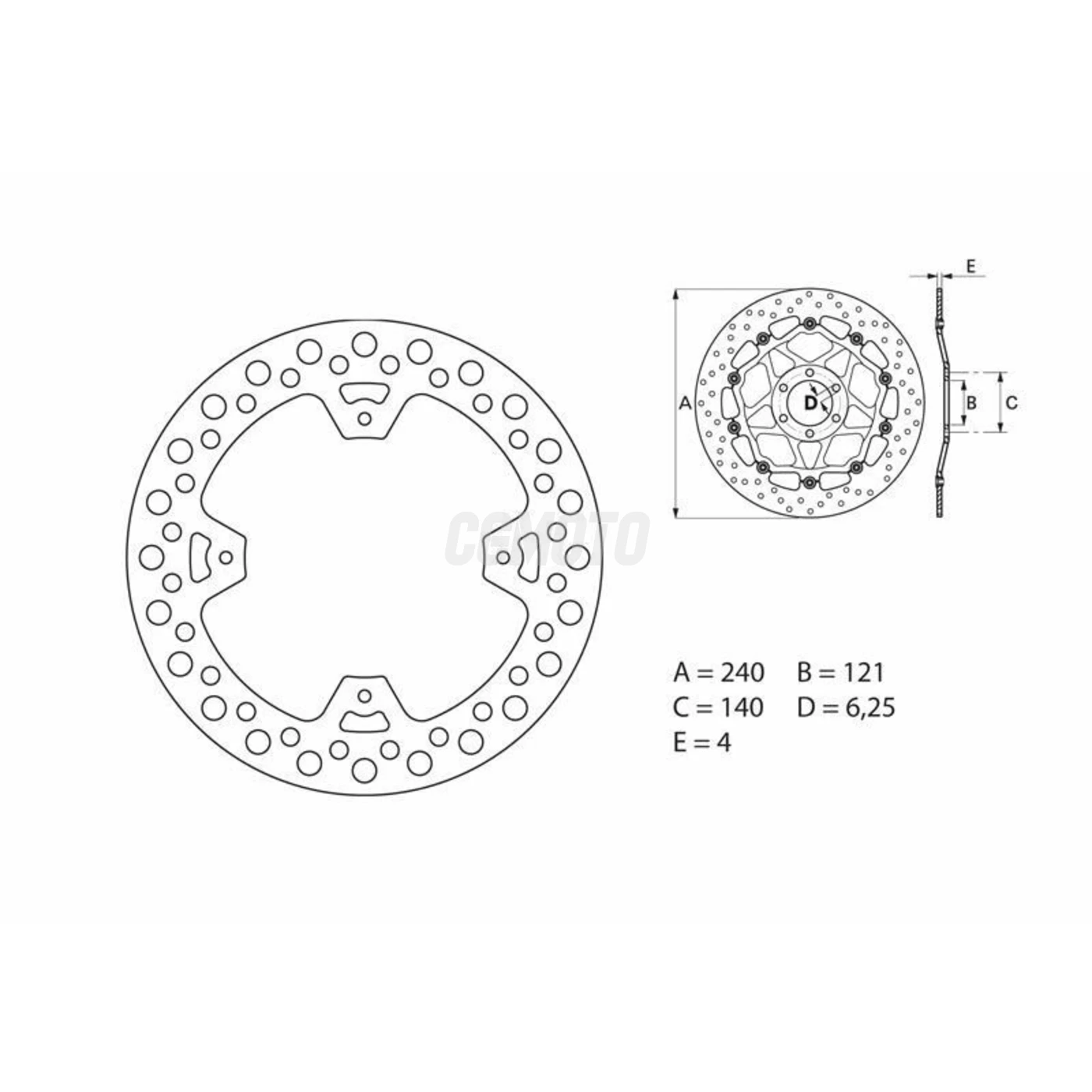 Disque de frein arrière Brembo Serie ORO rond fixe Honda CRF450R