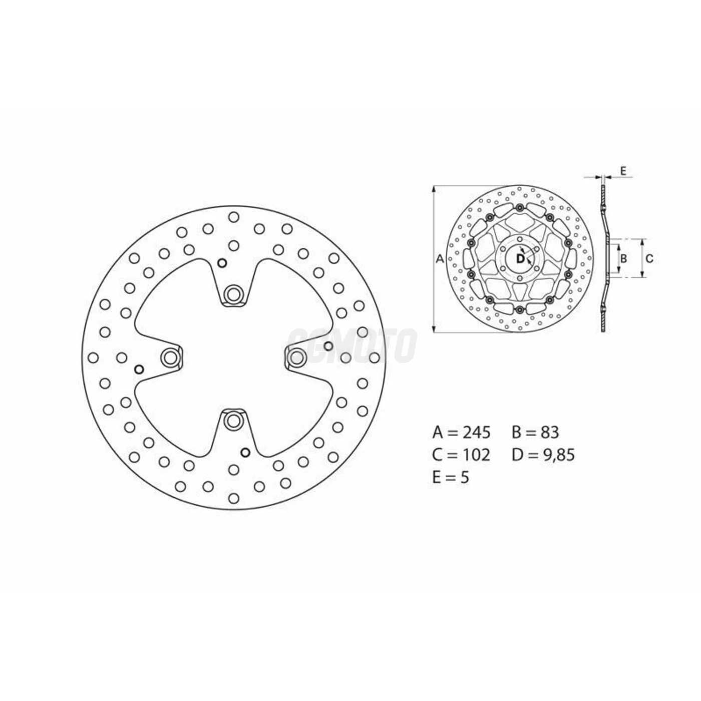 Disque de frein arrière Brembo Serie ORO rond fixe Ducati 1198R/S