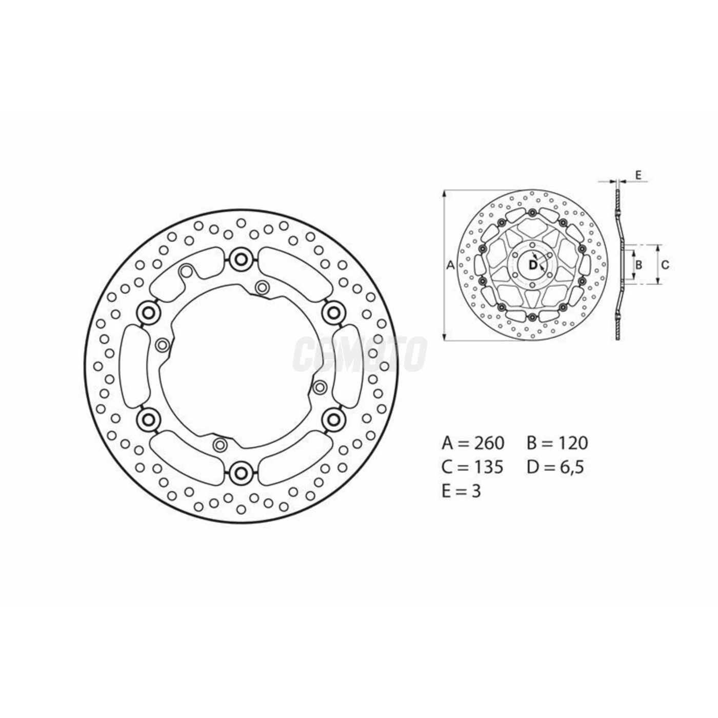 Disque de frein avant Brembo Serie ORO rond flottant