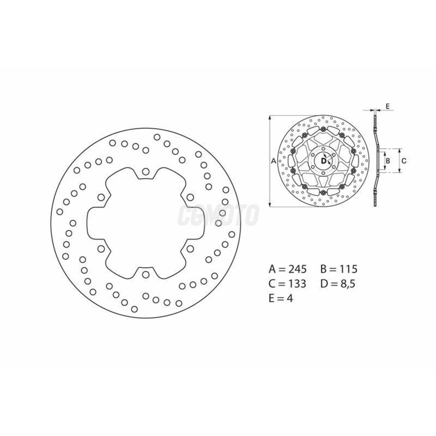 Disque de frein arrière Brembo Serie ORO rond fixe Ducati MONSTER S4