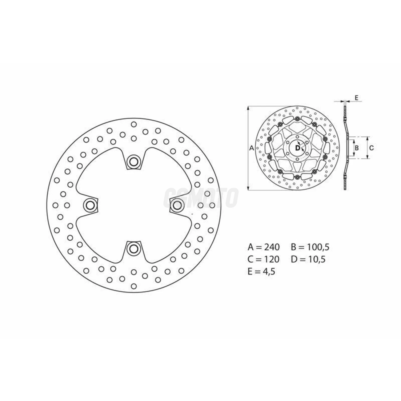 Disque de frein arrière Brembo Serie ORO rond fixe Kawasaki ZZR 600