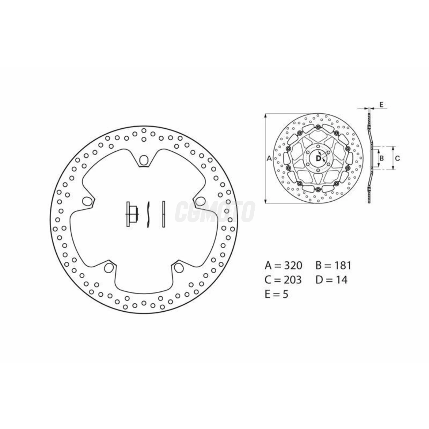 Disque de frein avant Brembo serie ORO rond fixe type 168B407D7