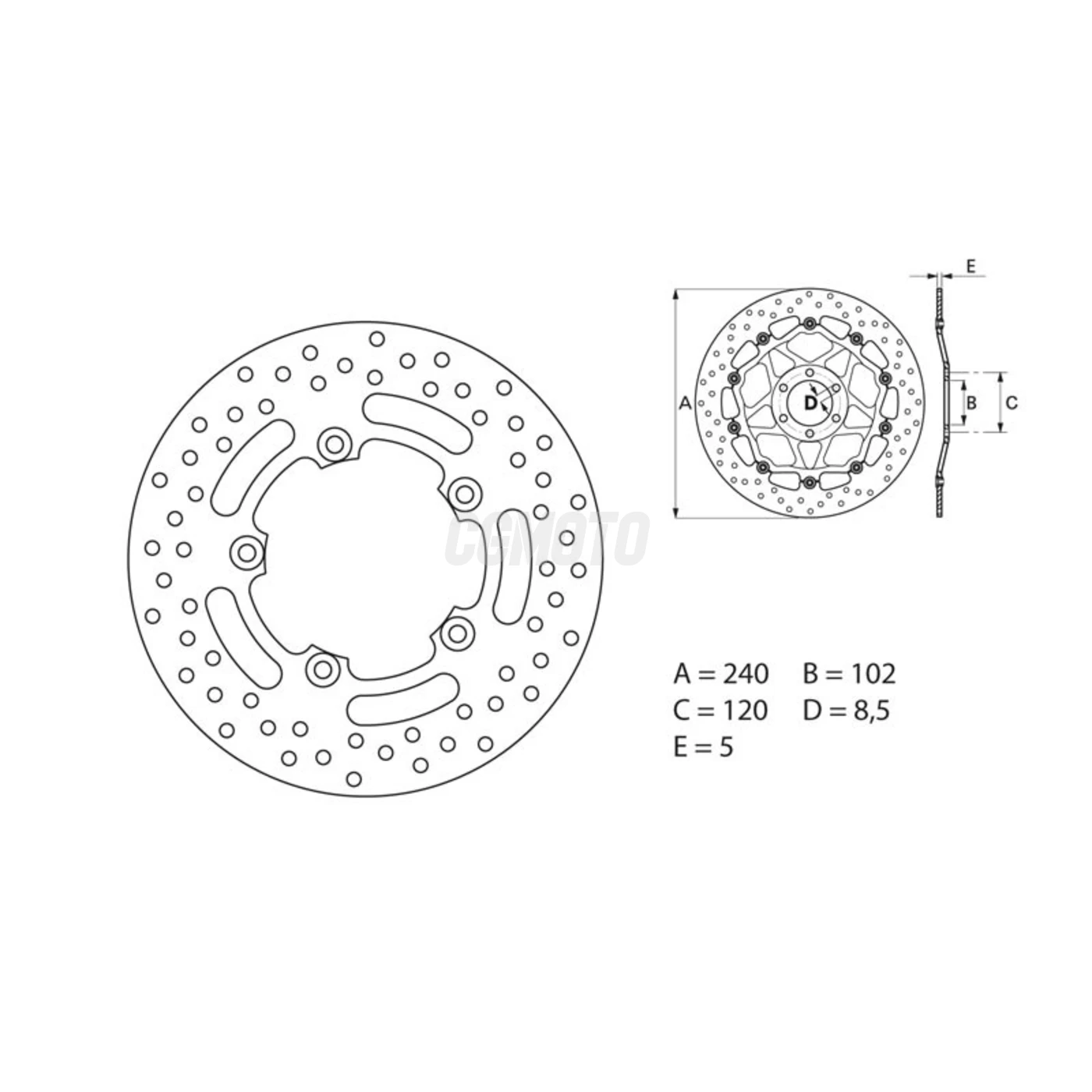 Disque de frein arrière BREMBO Serie Oro rond fixe type 68.B407.60 Aprilia