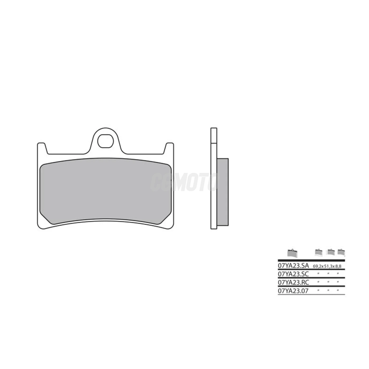 Plaquette de frein BREMBO type 07YA23LA métal fritté route