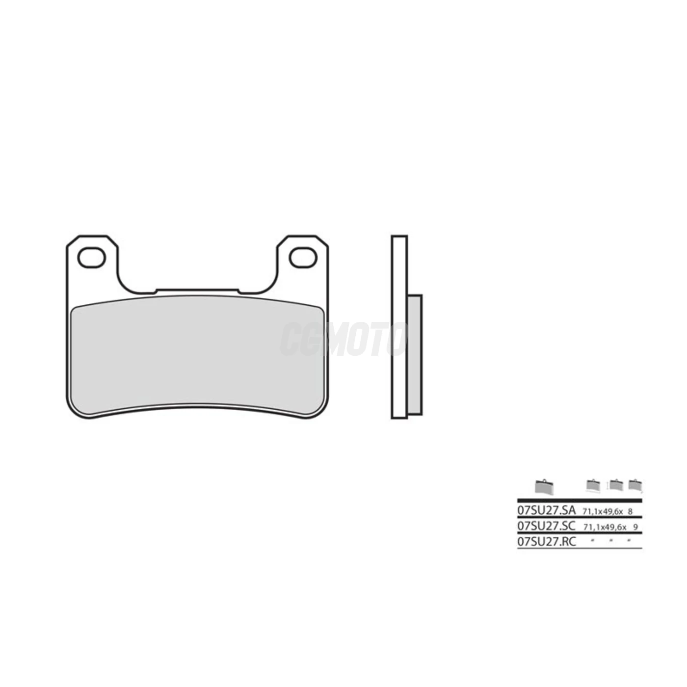 Plaquette de frein BREMBO type 07SU27LA métal fritté route