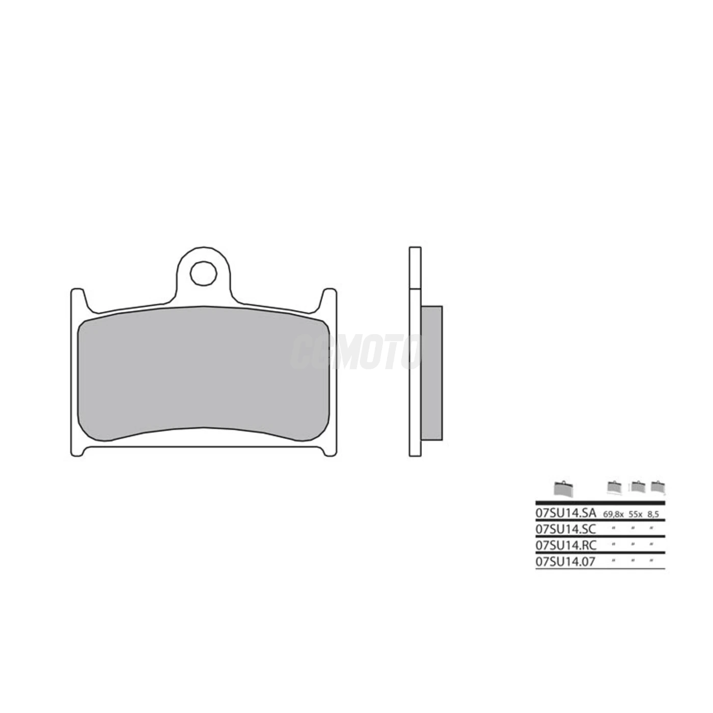 Plaquette de frein BREMBO type 07SU14LA métal fritté route