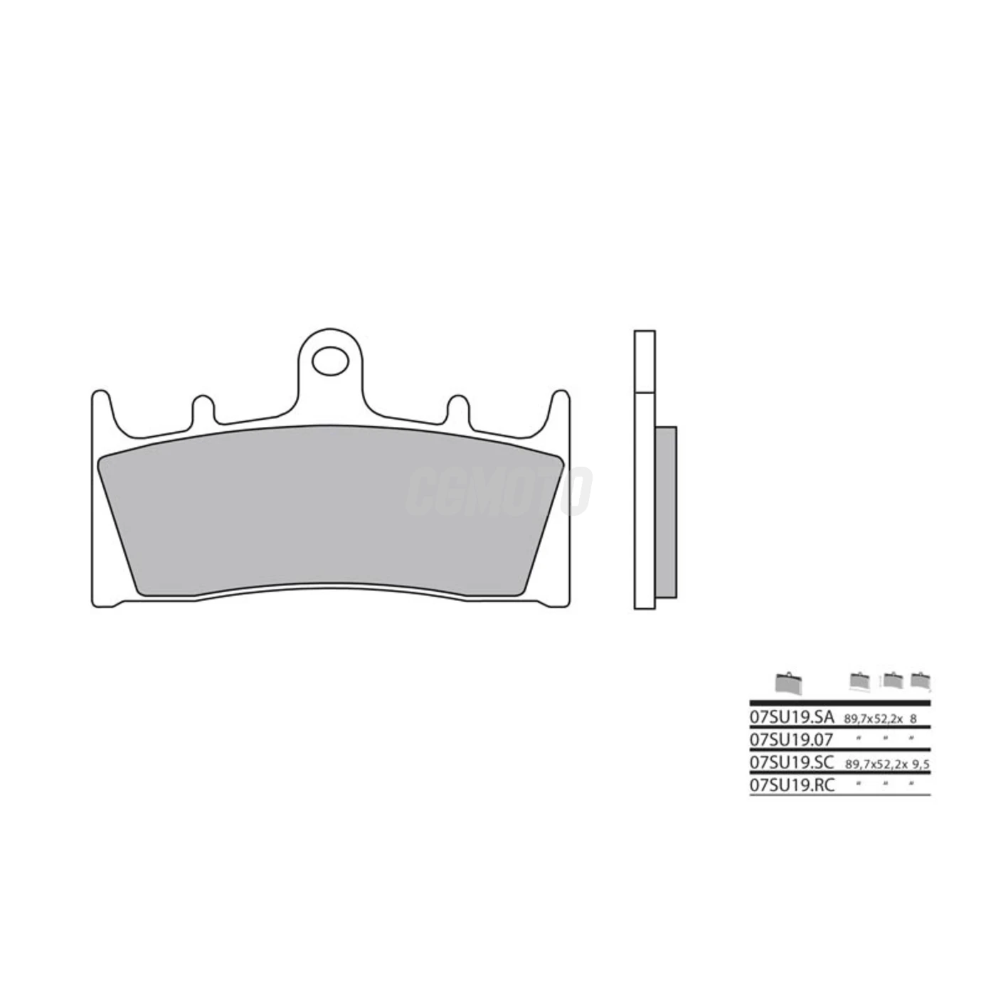 Plaquette de frein BREMBO type 07SU19LA métal fritté route