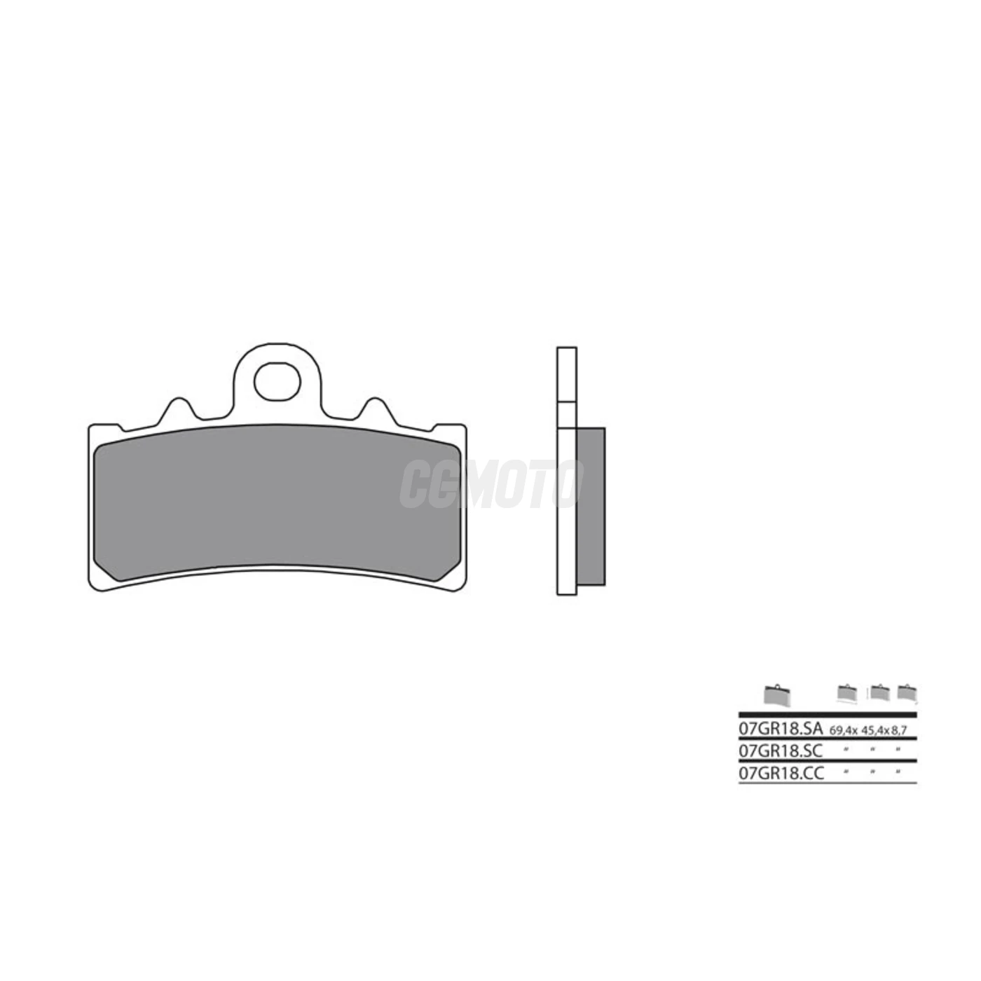 Plaquette de frein BREMBO type 07GR18SA métal fritté route