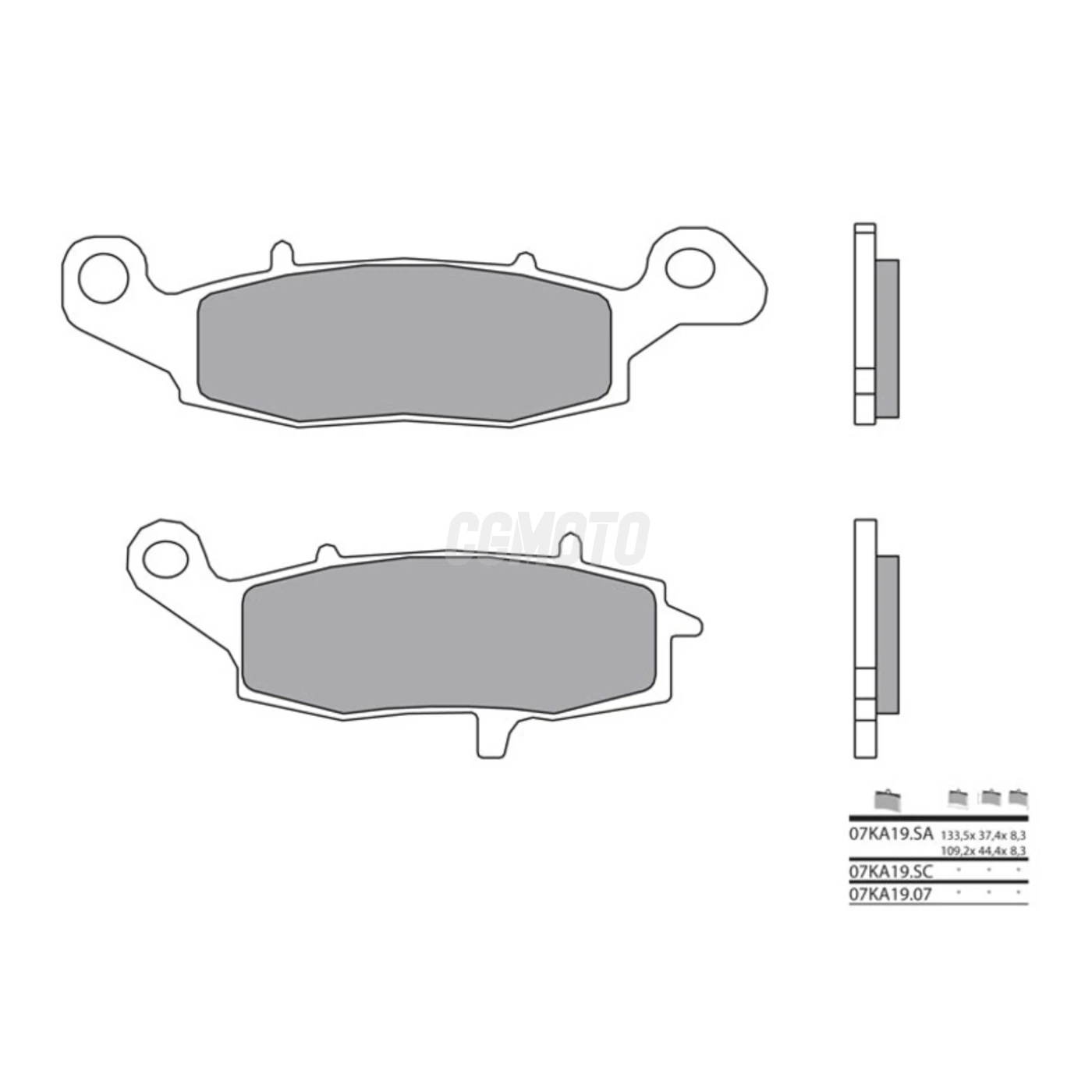 Plaquette de frein BREMBO type 07KA19LA métal fritté route