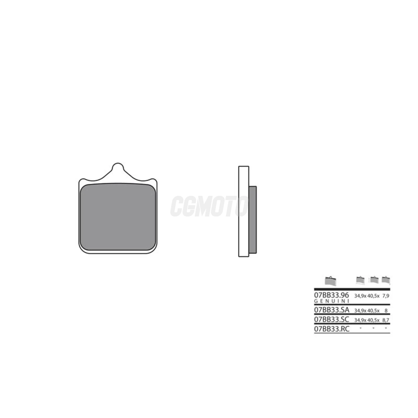 Plaquette de frein BREMBO type 07BB33LA métal fritté route