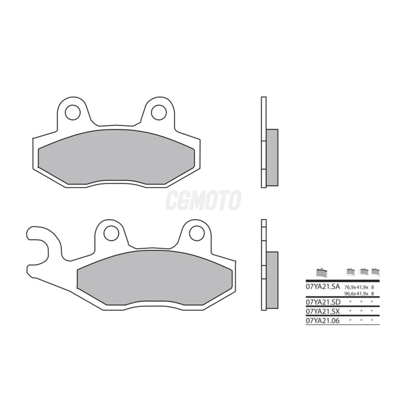 Plaquette de frein BREMBO type 07YA21LA métal fritté route