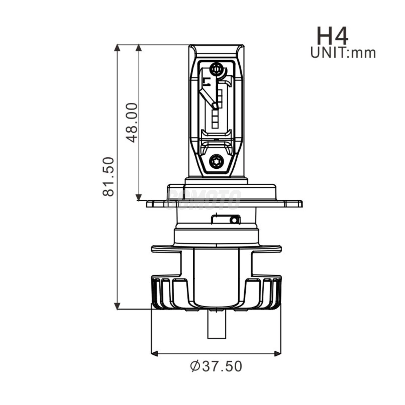 Ampoule H4 LED + Ballast Code et Code/Phare 16W - 2200 Lumens