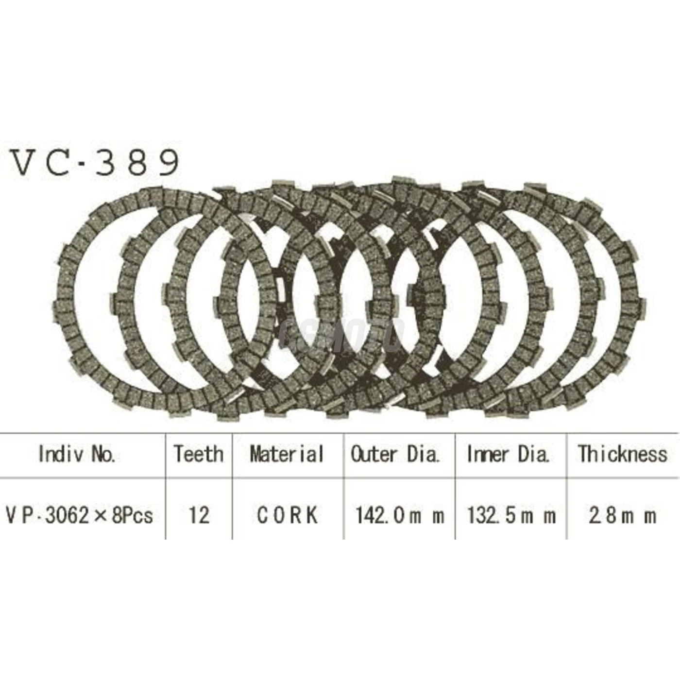 Kit Disques d'Embrayage Garnis Cross Rm 125 1992/2003