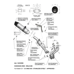 SBK LV ONE EVO 2/1 KAWASAKI Z 650/NINJA 650 INOX with catalyst FULL SYSTEM 2/1