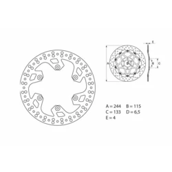 Disque de frein arrière Brembo Serie ORO rond fixe