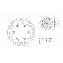 Disque de frein arrière Brembo Serie ORO rond fixe Suzuki DR-Z 400SM