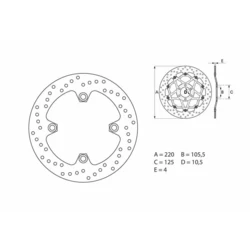 Disque de frein arrière Brembo Serie ORO rond fixe Honda CBR 125 R