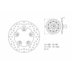 Disque de frein arrière Brembo Serie ORO rond fixe Suzuki GSF600 BANDIT