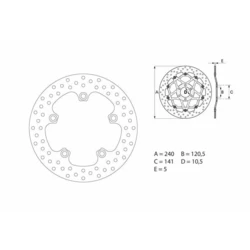 Disque de frein arrière Brembo Serie ORO rond fixe