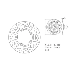 Disque de frein arrière BREMBO Serie Oro rond fixe type 68.B407.60 Aprilia