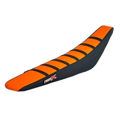 Housse de selle KTM SX 200 250 450 03,SX-SXF 125-525 03-06, EXC 04-07 TOP ORANGE- SIDE BLACK-STRIPES BLACK (M512-3OBB)